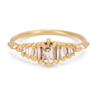 Grey Diamond Petite Hex Shard Ring - Made to Order